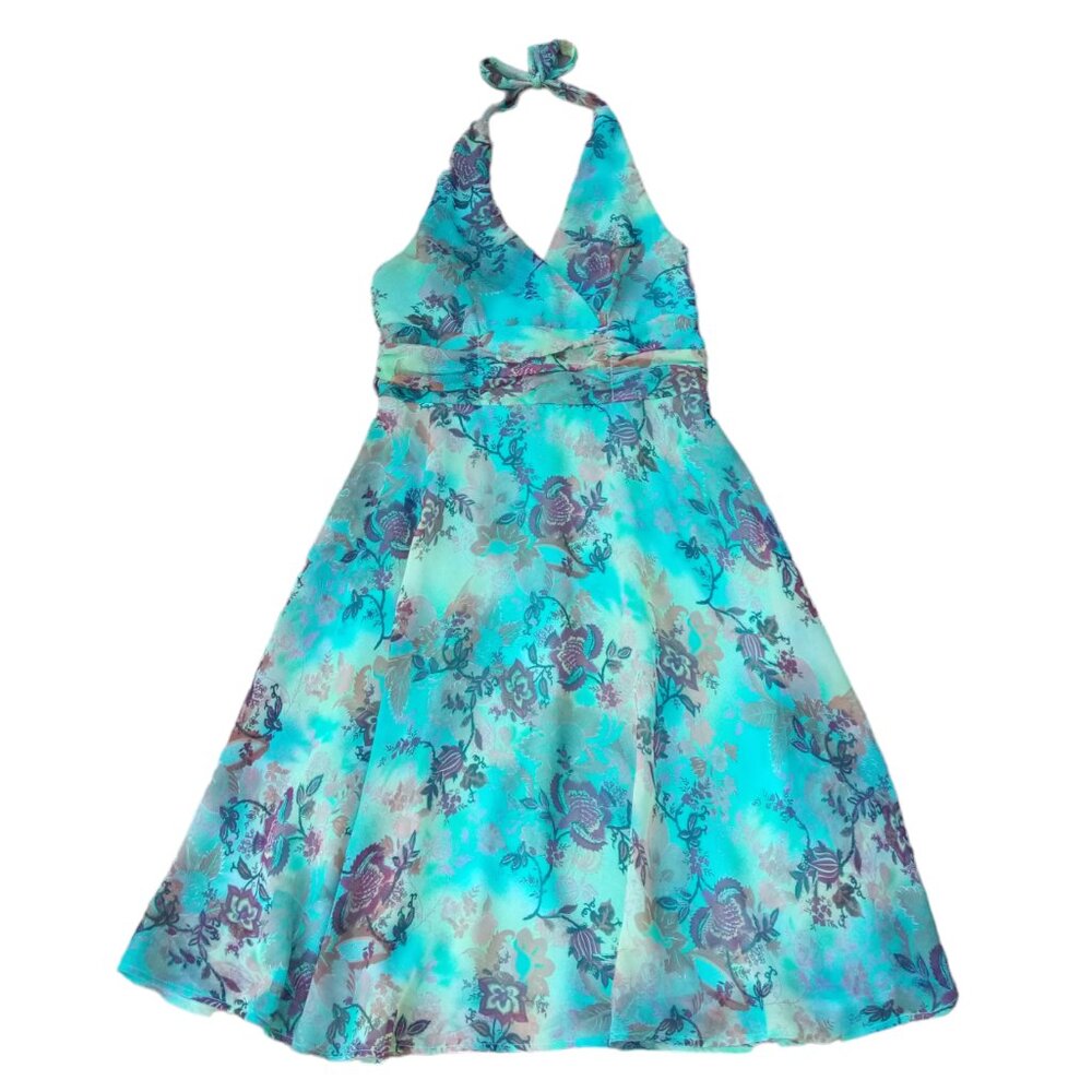 Connected Petite floral lined  halter dress sz 12P